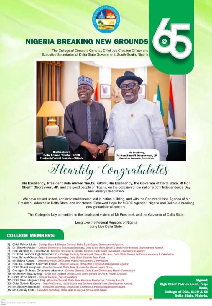 President Bola Tinubu and Governor Francis Oborevwori of Delta Governor