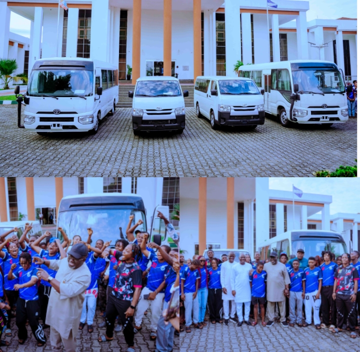 Oborevwori Donates Four Buses to Warri Wolves and Delta Queens Football Clubs