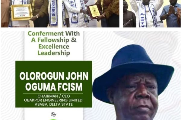 CIISM Council Member, Oghenesivbe congratulates Chief Oguma on investiture as Distinguished Fellow CIISM Council Member, Oghenesivbe congratulates Chief Oguma on investiture as Distinguished Fellow