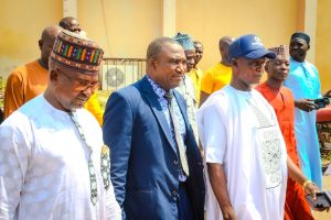 The Executive Chairman of Kogi State Civil Service Commission, Hon. (Barr.) Muhammed Tanko Musa Osuku (M), Executive Chairman of Kogi LG, Hon. Musa Abdulmalik (R) and Kogi LG APC Chairman, Hon. Abubakar Sadiq Onah (L)