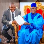 Barr. Muhammed Tanko Musa Osuku, Executive Chairman Kogi State Civil Service Commission with reverred Ohimegye Igu Koton-karfe, HRM. Dr. Saidu Akawu Salihu (Agabaidu)