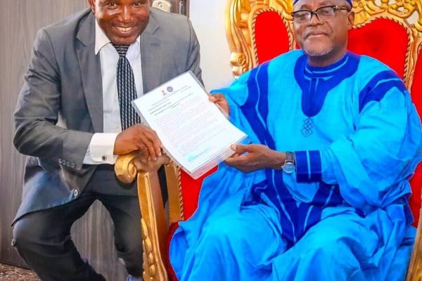 Barr. Muhammed Tanko Musa Osuku, Executive Chairman Kogi State Civil Service Commission with reverred Ohimegye Igu Koton-karfe, HRM. Dr. Saidu Akawu Salihu (Agabaidu)