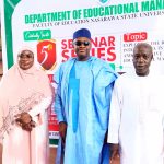 The representative of NSUk VC, prof. K'tso Ngargbu, the Dean, faculty of education, prof. Usman Gbari and Prof. Hauwa'u Mainoma.