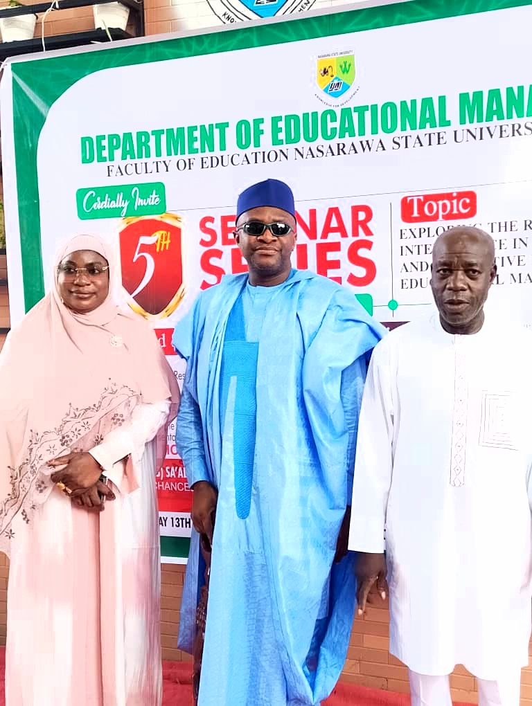 The representative of NSUk VC, prof. K'tso Ngargbu, the Dean, faculty of education, prof. Usman Gbari and Prof. Hauwa'u Mainoma.