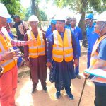 Commissioner for water resources and rural development, Mohammed Agah Muluku, GM water board, Geologist Kana and Engr. Isaac Salami during an inspection of water project.