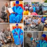 Barr. Muhammed Tanko Musa Osuku, Executive Chairman Kogi State Civil Service Commission with reverred Ohimegye Igu Koton-karfe, HRM. Dr. Saidu Akawu Salihu (Agabaidu) at his palace on Monday
