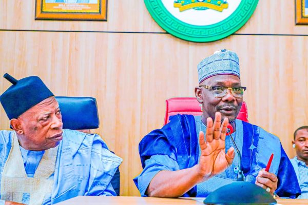 Senator Abdullahi Adamu and Governor Abdullahi Sule