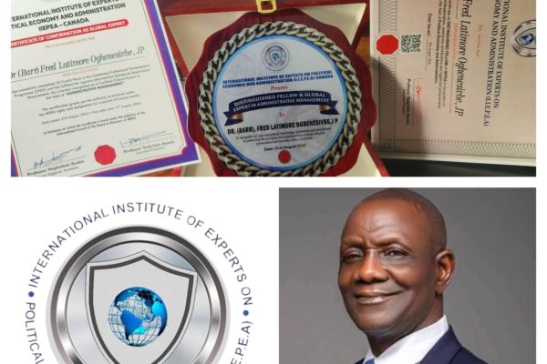 Delta Bureau DG, Oghenesivbe, Inducted as Distinguished Fellow of IIEPEA Canada-Nigeria