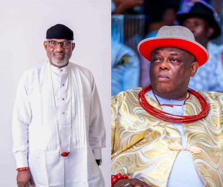 Hon Mark Ikpuri and His Royal Majesty Kingsley Emakpo Orereh, Igbi II, Ovie of Agbarha-Warri Kingdom