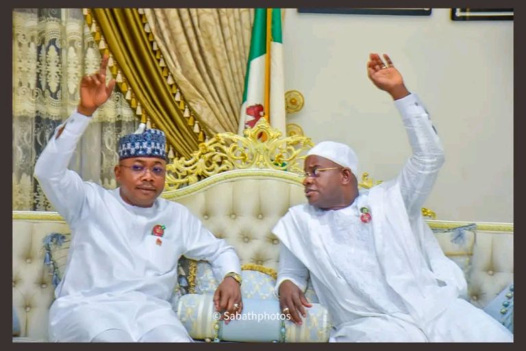 Kogi State Governor, Ahmed Usman Ododo and Former Kogi State Governor, Yahaya Adoza Bello