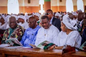 George Akume, the Secretary to the Government of the Federation (SGF) and his wife, Zaynab Ngohemba