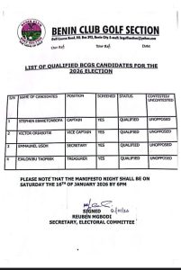 Benin Club Golf Scandal: Barr. Usoh Caught in Tangled Web of Lies, Corruption, Fraud, Forgery 