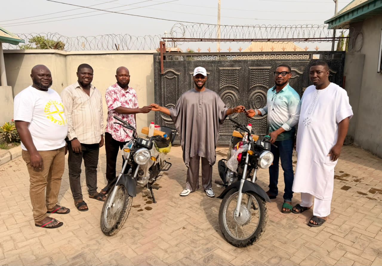 Oladele John Nihi Strikes Again: Gifts Motorcycles to Two Youths This Morning (+Video)