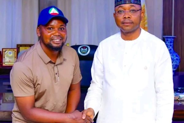 Chairman Tricycle Owners Association of Nigeria (TOAN), Kogi State Chapter, Comrade Ahmed Sediq Acheneje and Kogi State Governor, Ahmed Usman Ododo