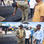 The Delta State Commissioner for Works (Highways and Urban Roads), Comrade Reuben Izeze, during an inspection tour of ongoing road rehabilitation and construction projects in Ughelli South and Udu LGAs