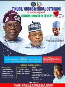 Engr. Bashir Gegu Rolls Out Free Medical Outreach for 800 Kogi Citizens, Boosts Tinubu, Ododo’s Welfare Agenda