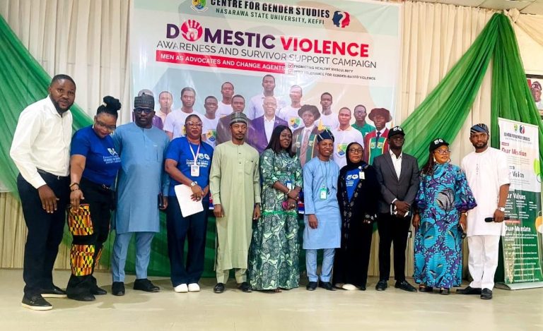 Dr. Comfort Adokwe-Obed (Ag. Director) and Dr. Ochanya Mercy Yakubu Lamai (Deputy Director), alongside other dignitaries, at the NSUK Center for Gender Studies Domestic Violence Awareness and Survivor Support Campaign.