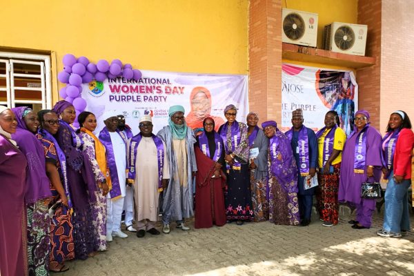 The Vice Chancellor, NSUK, the Commissioner, federal character commission, and other dignitaries in a group photograph