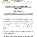 Ghana Halts Planned Increase in Sachet Water Prices