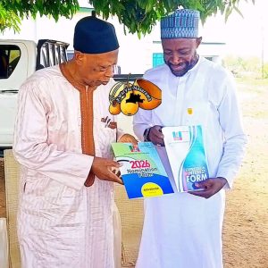 Former Chief Executive Officer of the National Agency for Science and Engineering Infrastructure, NASENI, and Nasarawa State APC Guber Aspirant, Prof. Mohammed Sani Haruna (L) and Former Executive Governor of Nasarawa State, Senator Abdullahi Adamu 