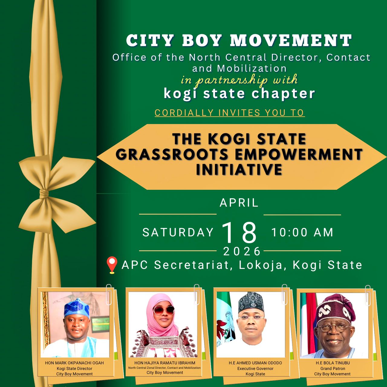City Boy Movement to Host Grassroots Empowerment Programme in Kogi