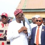 Sen. Ahmed Aliyu Wadada speaking during the flag off ceremony.