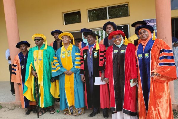 The Inaugural lecturer, Prof. Oke together with other principal staff of the institution.