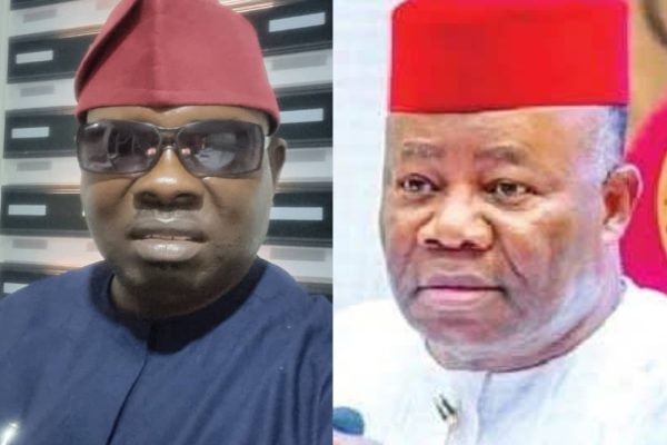 Chief Mathias Efe Olowu, the National Chairman of Odavwe R’Urhobob and Godswill Akpabio, President of the Senate