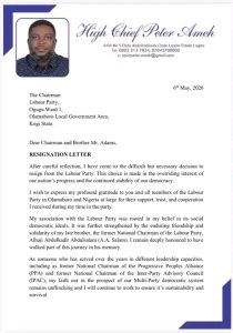 Former IPAC Chairman Peter Ameh Resigns from Labour Party