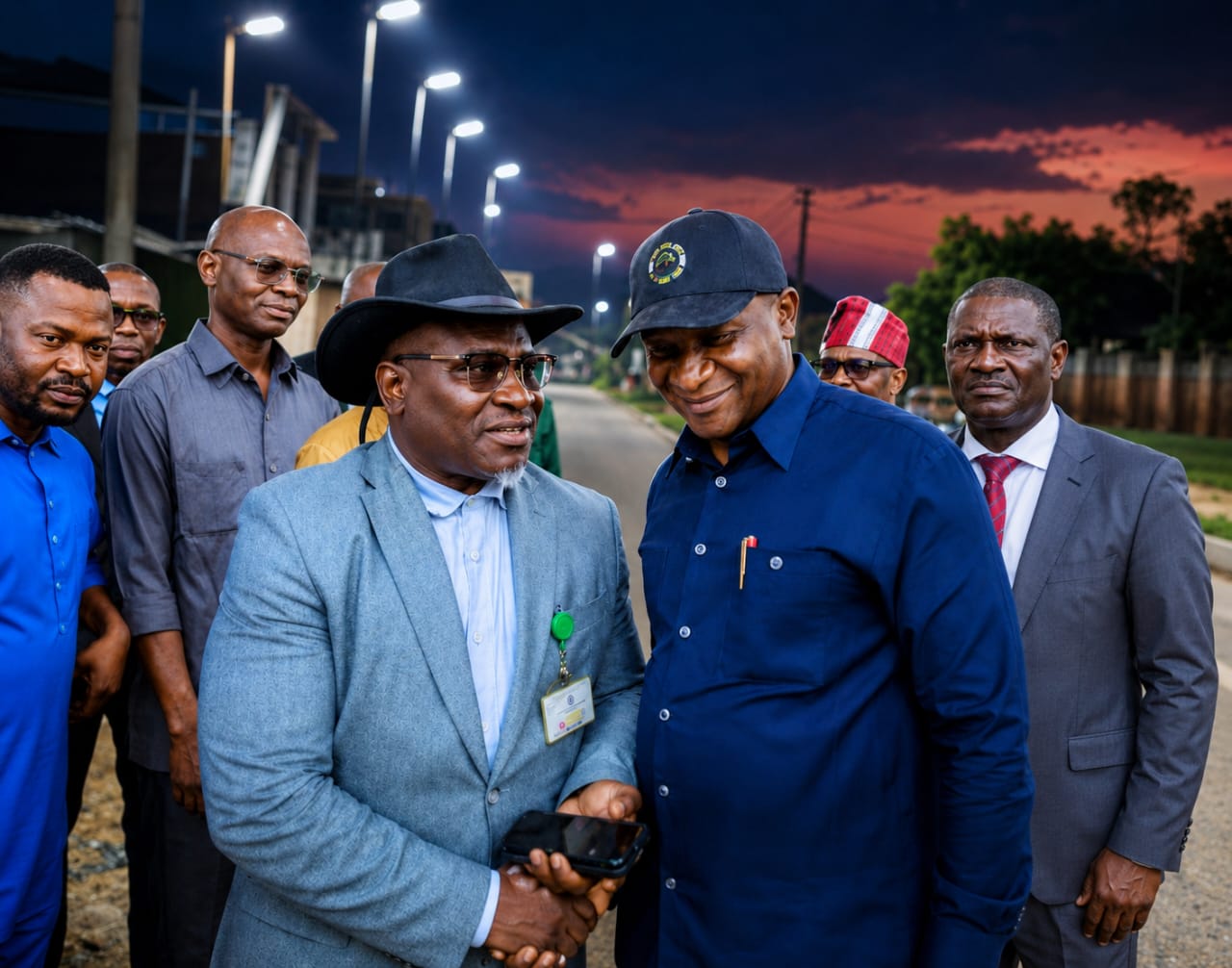 Delta State Commissioner for Works (Highways and Urban Roads), Reuben Izeze and Managing Director of the Niger Delta Development Commission, Samuel Ogbuku