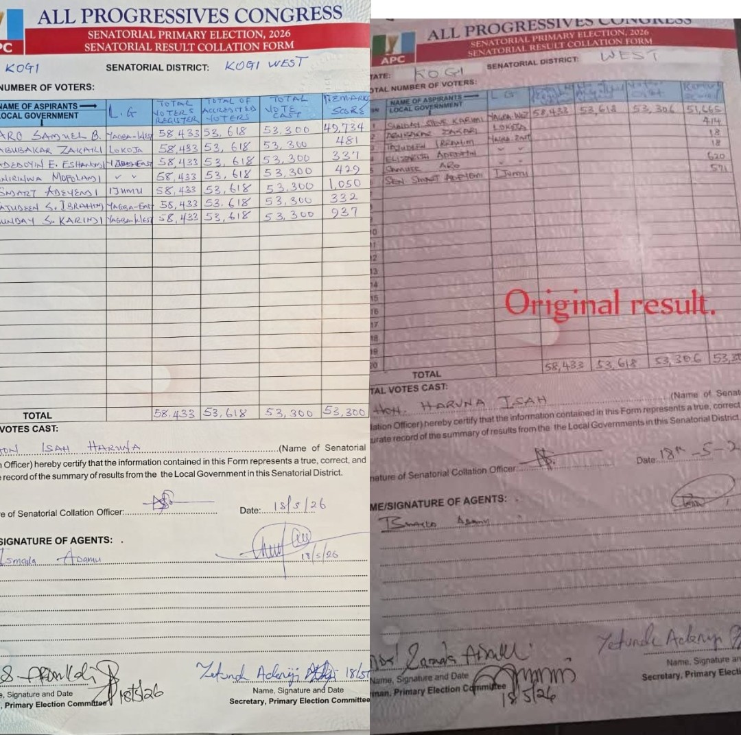 Two different results surfaced in Kogi West