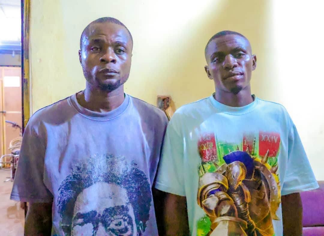 Suspected cultuats, Fidelis Atuluku, Matric No. 2026SE1252, and Monday Okolo, Matric No. 2026SE1247, both 100-level students of the Department of Social Studies/Education, Faculty of Education