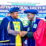 Vice-Chancellor of Prince Abubakar Audu University, Prof. Salisu Ogbo Usman (L) and Professor of Ethics and Values at Prince Abubakar Audu University (PAAU), Anyigba, Rev. Fr. Prof. Nicholas Ojoajogwu Okpe