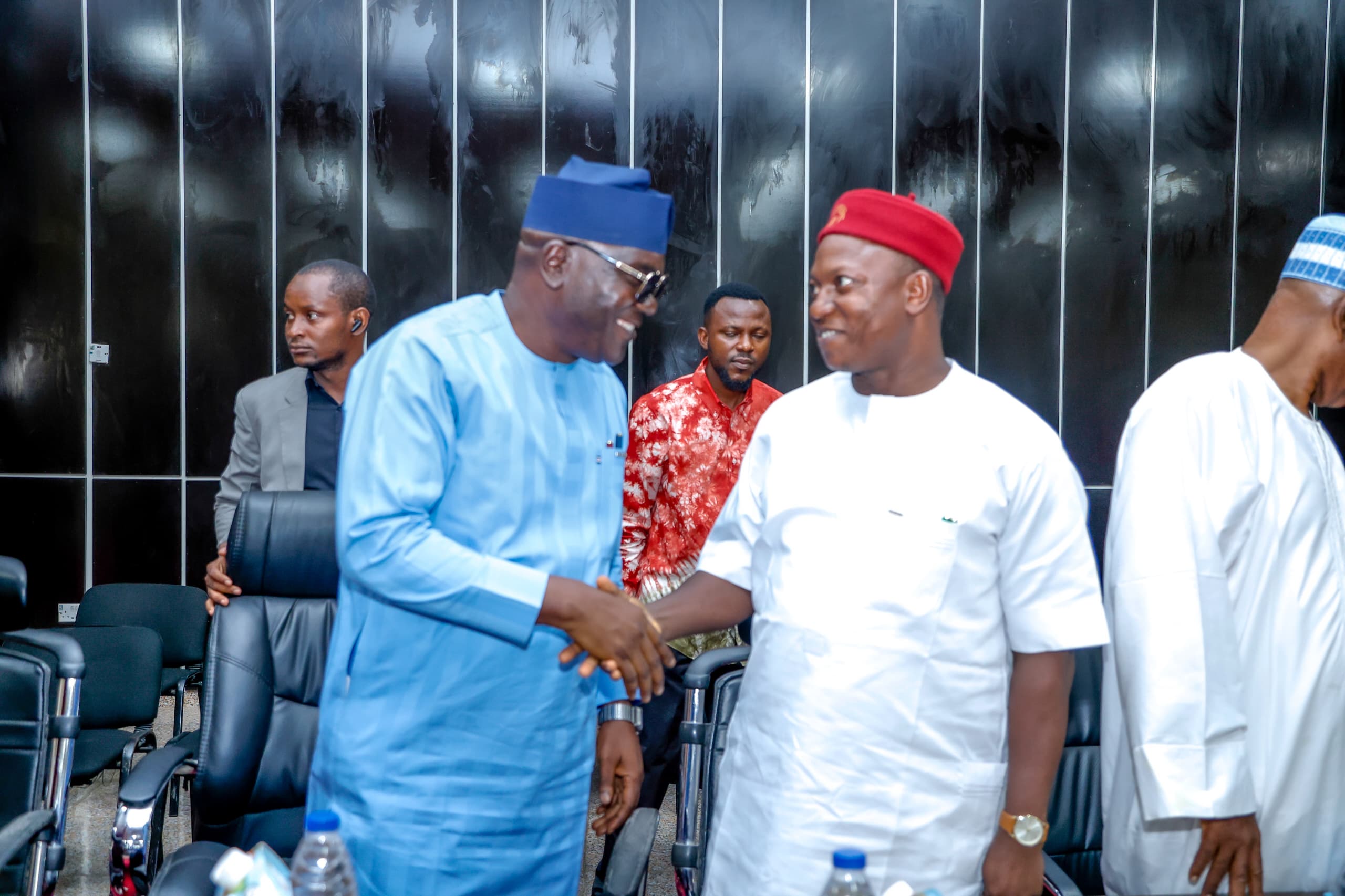 Vice-Chancellor of Federal University Lokoja, Professor Gbenga Solomon Ibileye (L) and Vice-Chancellor of Prince Abubakar Audu University, Professor Salisu Ogbo Usman (R)