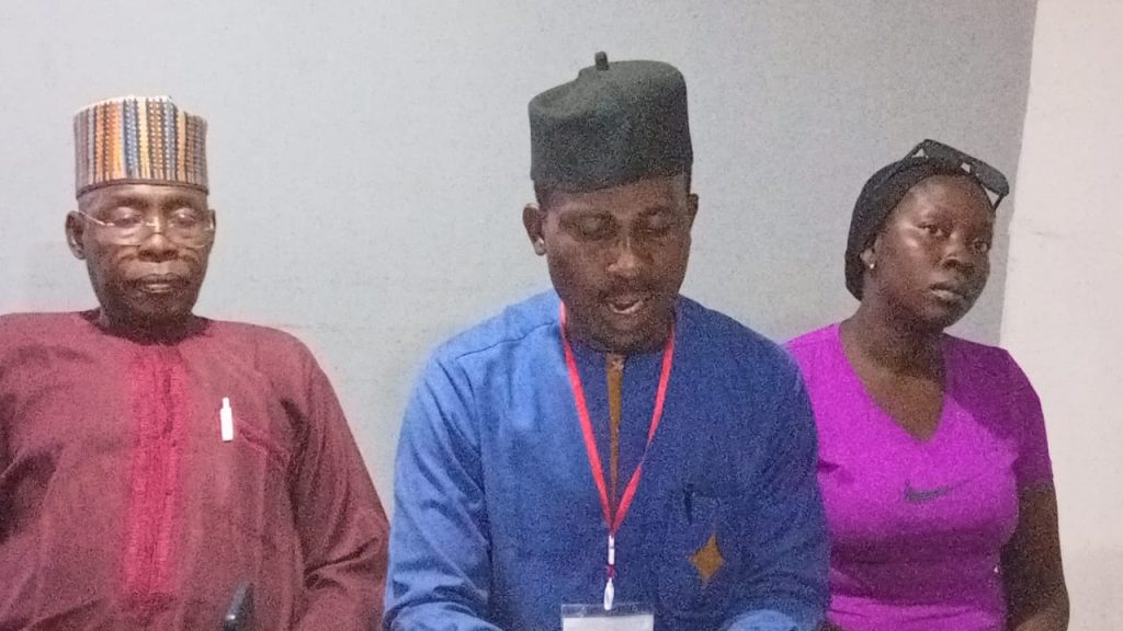Leader of an independent election Observers group Mr. Rasheed Shuaib during the press conference in Akwanga.