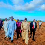 NSHA Speaker Danladi Jatau, alongside commissioner for youth and sports Devt. Mr. Kwanta Yakubu, while inspecting the venue for the flag off of construction of Akwanga-Jos-Bauch Gombe road.