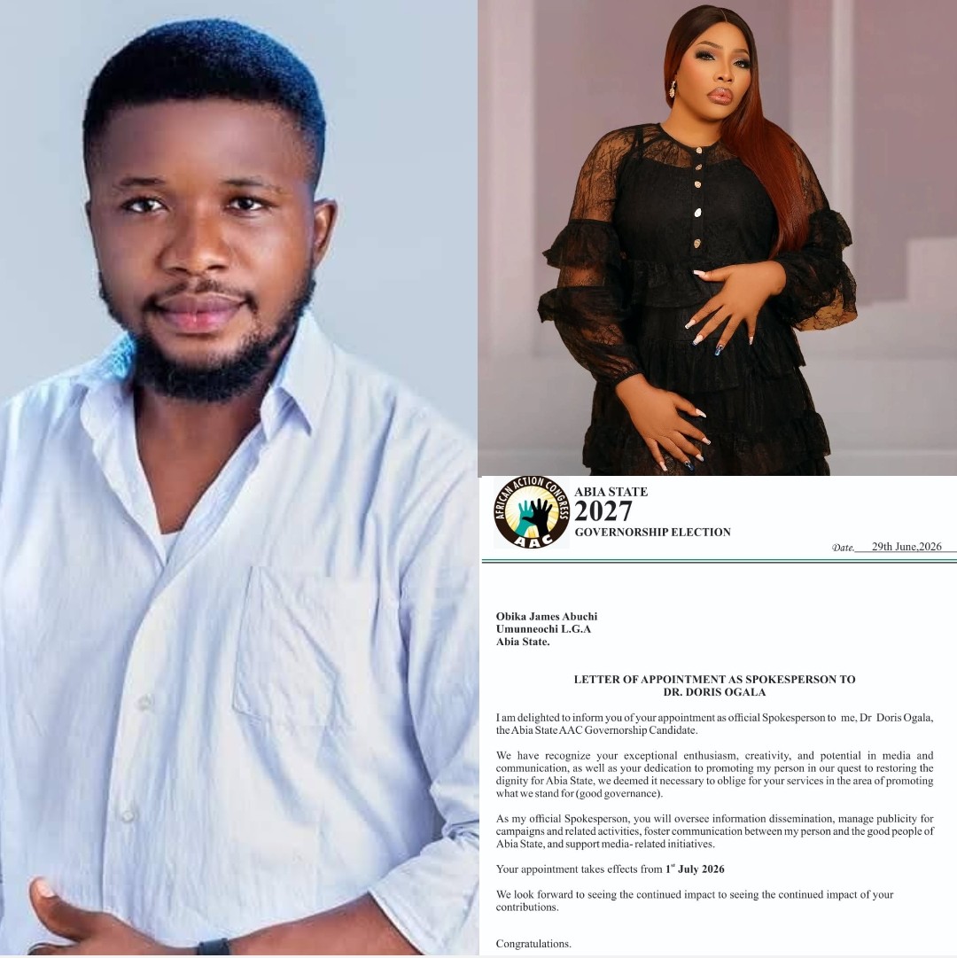 2027 Abia Race: Doris Ogala Names Obika James Abuchi Official Spokesperson