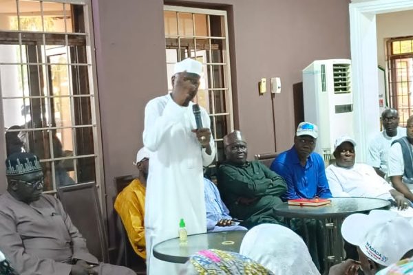 Senator Ahmed Wadada addressing supporters at his Polo Ranch in Keffi while unveiling his ranching and Fulani education agenda for Nasarawa State