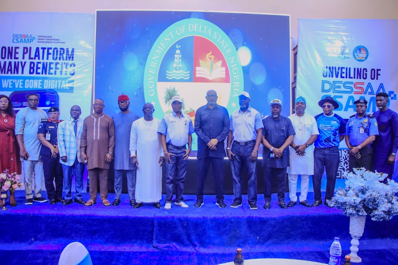 Delta State Governor Sheriff Oborevwori unveiling the Smart Advertising Management Platform for DESSAA in Asaba.