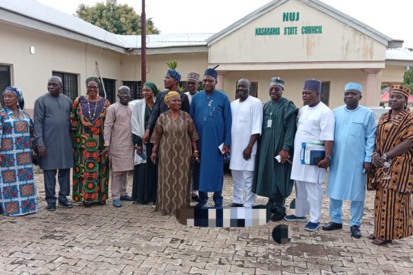Sunday John, Samson Jonah and Juliana Ose Ofoku presenting their manifestos during the NUJ Nasarawa 2026 chairmanship debate at the NUJ Press Centre in Lafia.