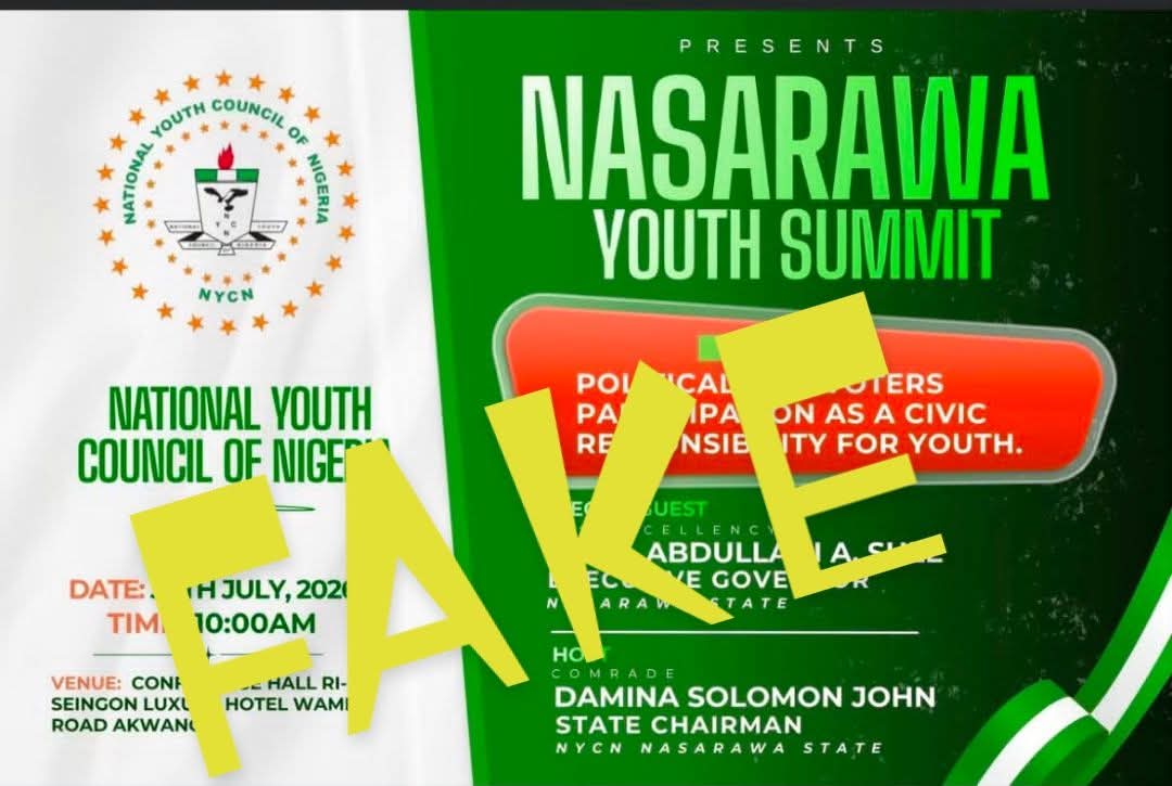 “Image illustrating NYCN Nasarawa disclaimer and distancing from planned youth summit”