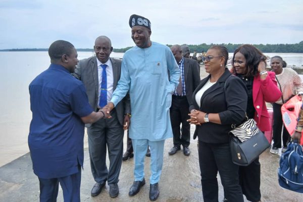 Delta State Commissioner for Higher Education, Prof. Nyerhovwo Tonukari, inspects ongoing projects at Delta State Maritime Polytechnic, Burutu, as part of the state's blue economy development agenda.