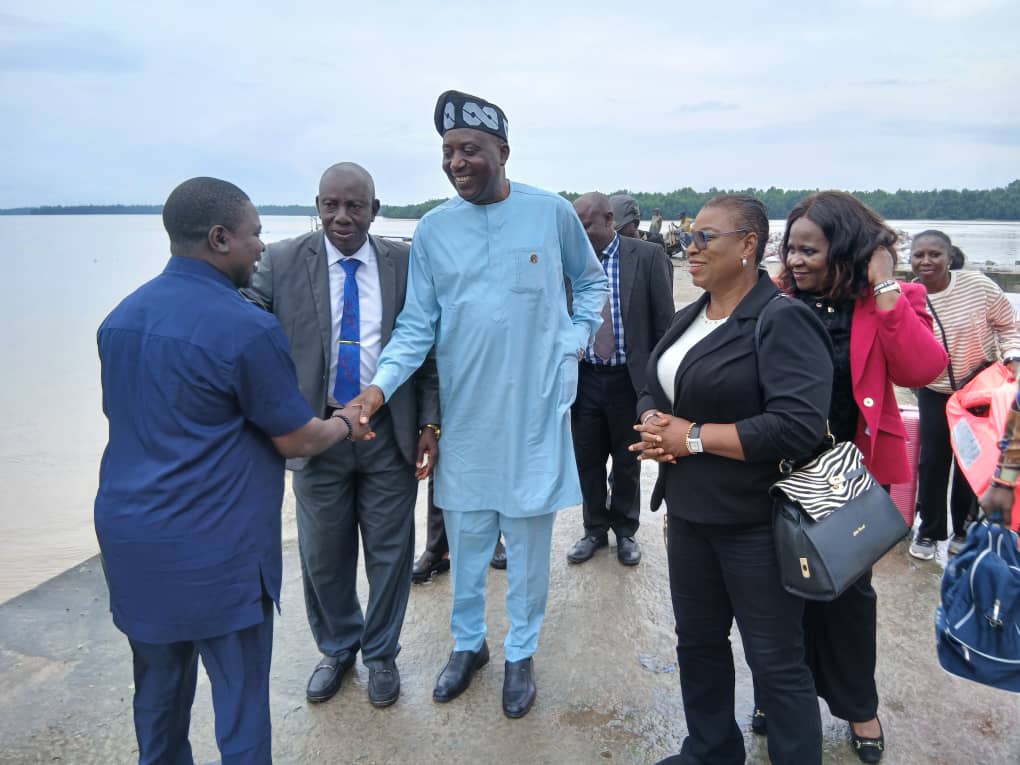 Delta State Commissioner for Higher Education, Prof. Nyerhovwo Tonukari, inspects ongoing projects at Delta State Maritime Polytechnic, Burutu, as part of the state's blue economy development agenda.