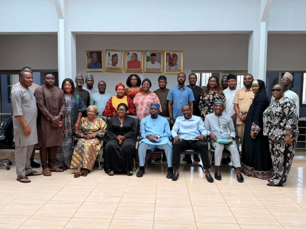 Dr Hassan Abdulrahman Ocholi during his familiarisation visit to the TETFund North Central Zonal Office in Mararaba, Nasarawa State, where he inspected the ongoing permanent office complex and met with staff after assuming office as Board of Trustees member representing the North Central geopolitical zone