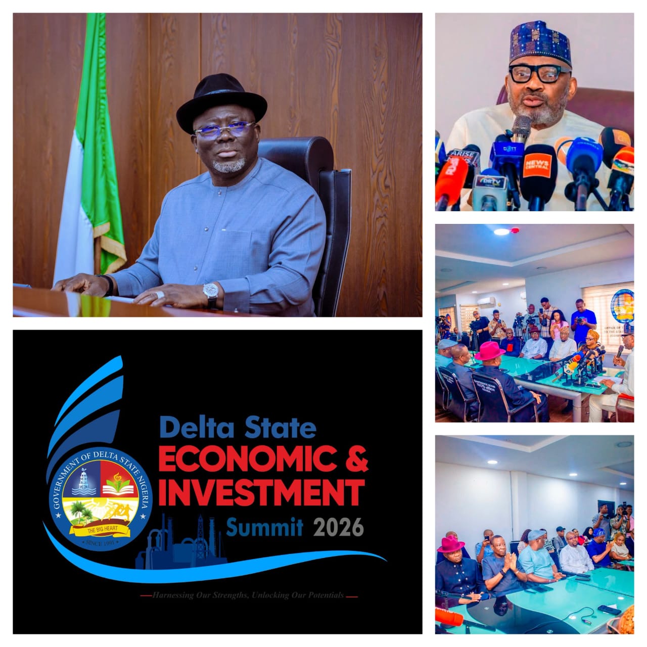 Governor Sheriff Oborevwori addressing stakeholders ahead of the Delta State Economic and Investment Summit 2026 in Asaba.