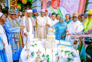 Governor Abdullahi Sule and other dignitaries celebrate former APC National Chairman Senator Abdullahi Adamu during his 80th birthday celebration in Keffi.