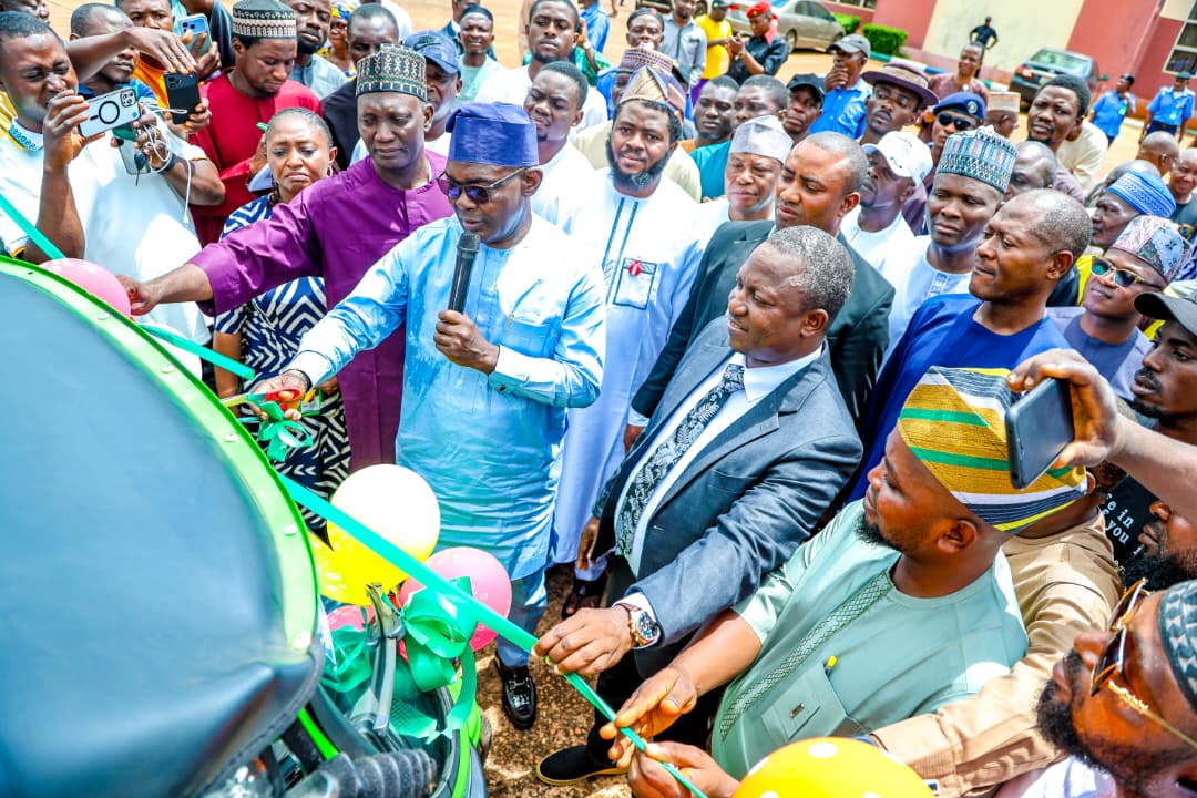 Officials of Prince Abubakar Audu University during the inauguration of the Solar-Powered Campus Tricycle Shuttle Service in Anyigba, Kogi State.