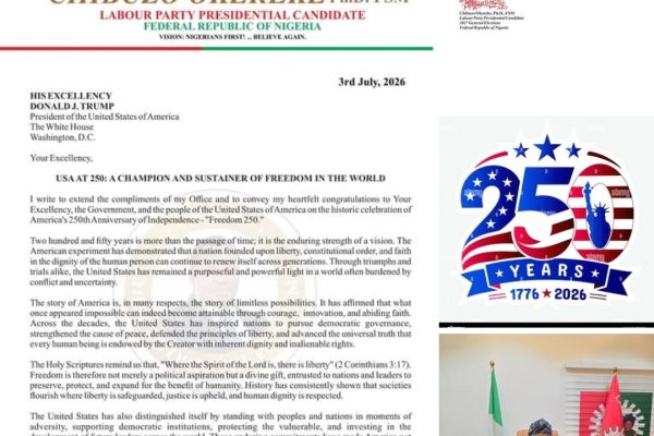 Nigerian Labour Party Presidential Hopeful Okereke Congratulates Trump on US Independence Milestone