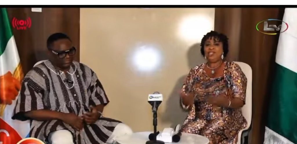 Director-General of the All Progressives Congress Youth Network West Africa (APCYN-WA), Hon. Olatunde Gideon Igbasan and TV presenter during a live program