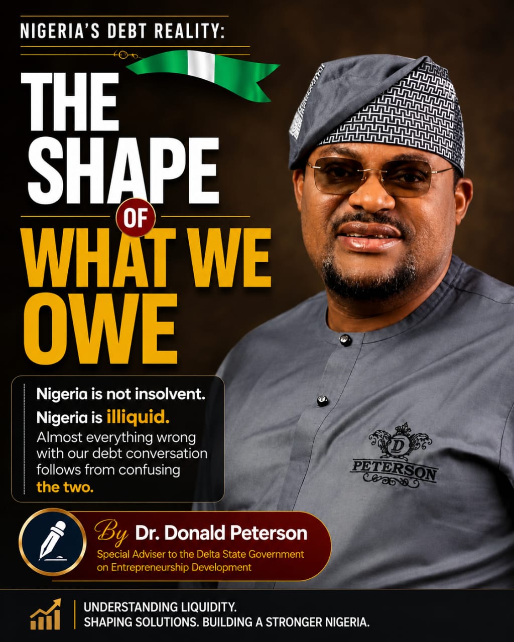 Infographic illustrating Nigeria's ₦159.28 trillion public debt, highlighting the difference between solvency and liquidity, debt composition, fiscal reforms and economic sustainability.